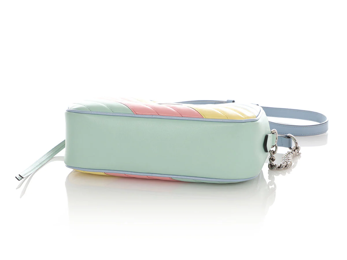 Gucci Small Pastel Diagonal Quilt GG Marmont Camera Bag - Image 7