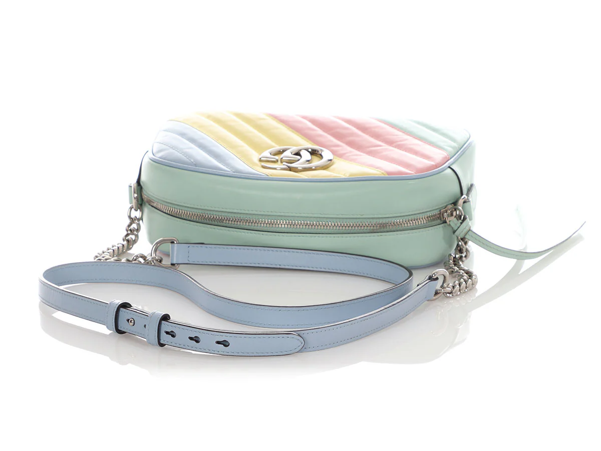 Gucci Small Pastel Diagonal Quilt GG Marmont Camera Bag - Image 8