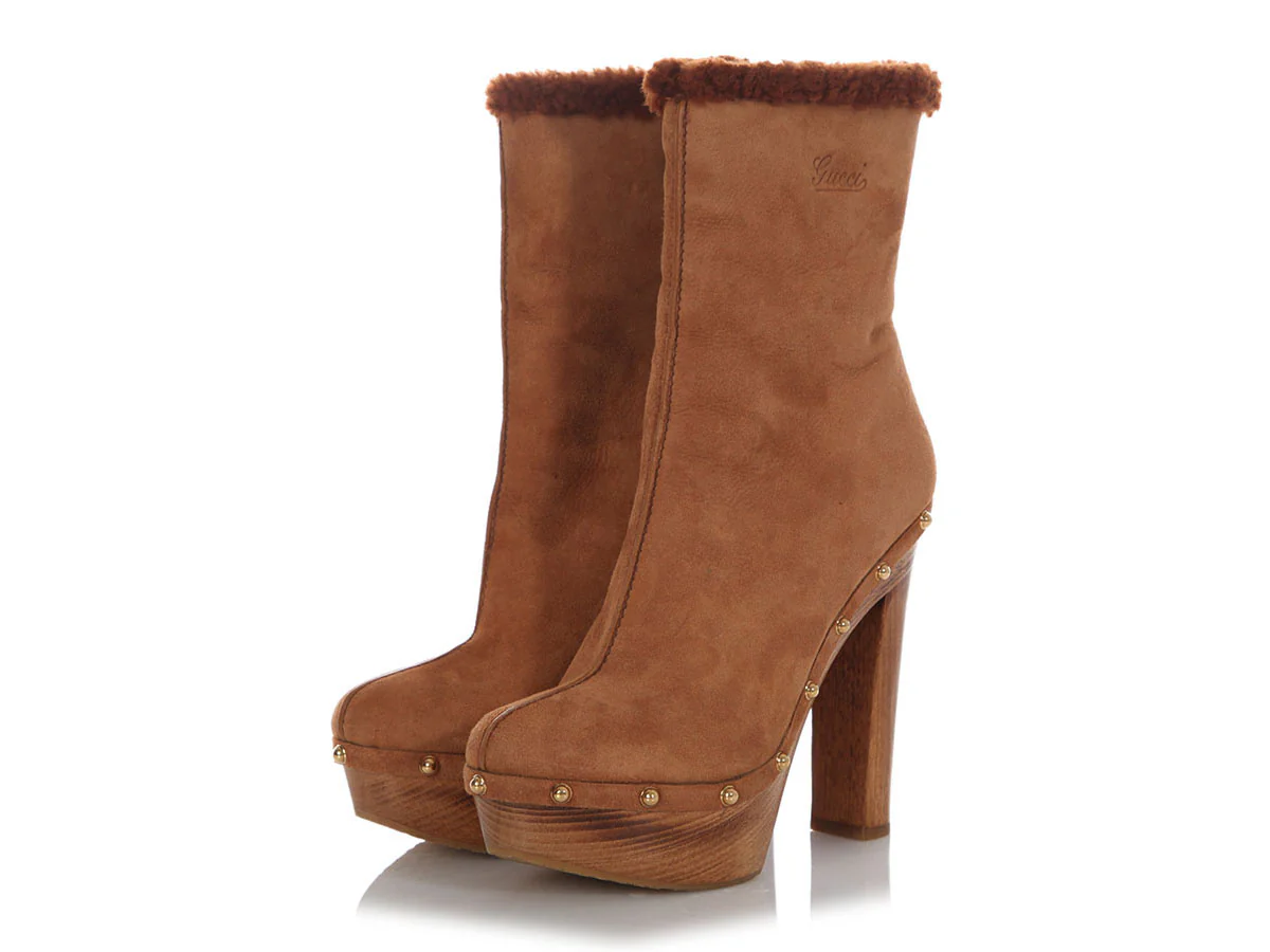 Gucci Tan Shearling Montana Boots - Image 3