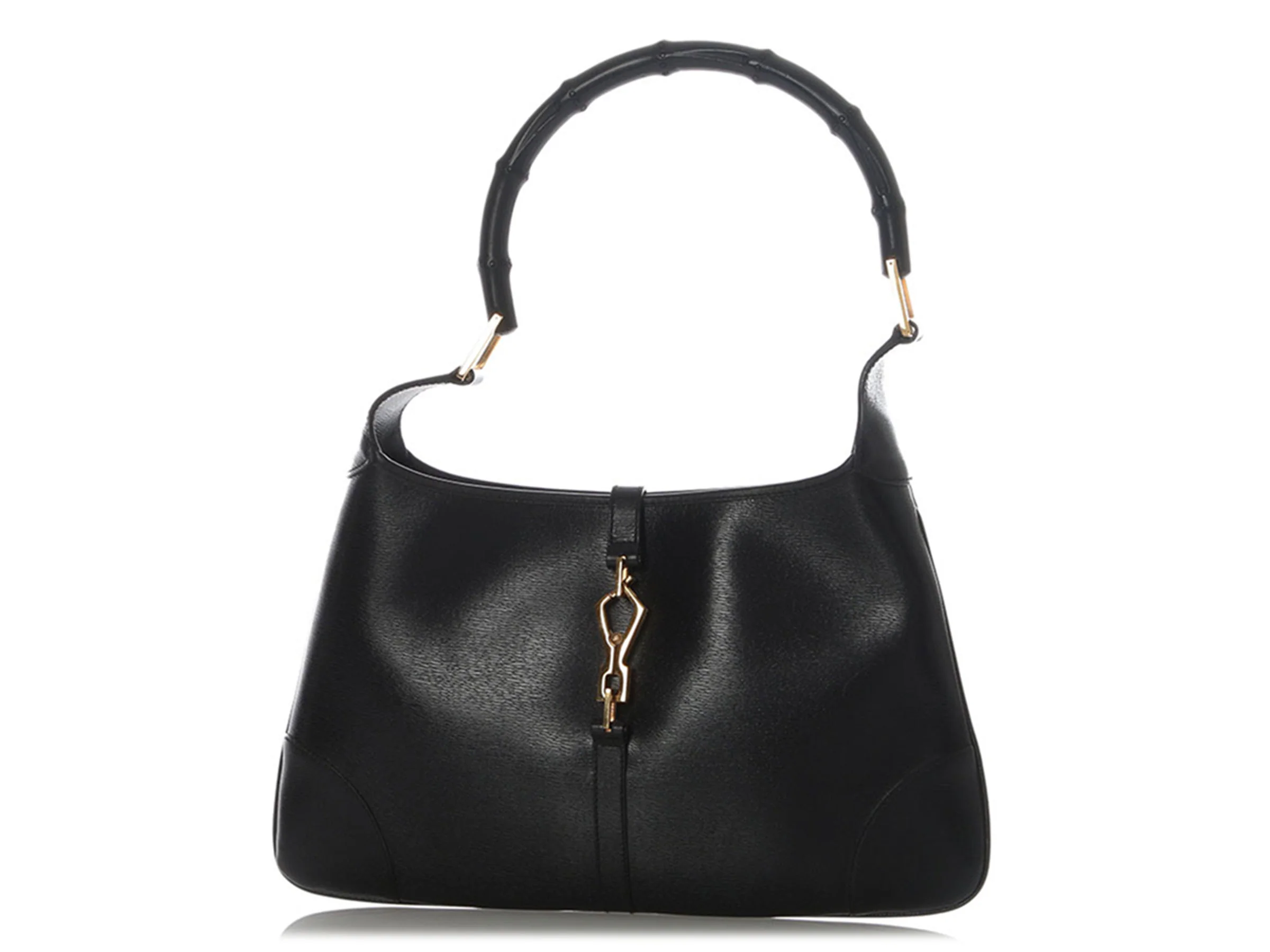 Gucci Vintage Black Leather Bamboo Handle Jackie Hobo - Image 2