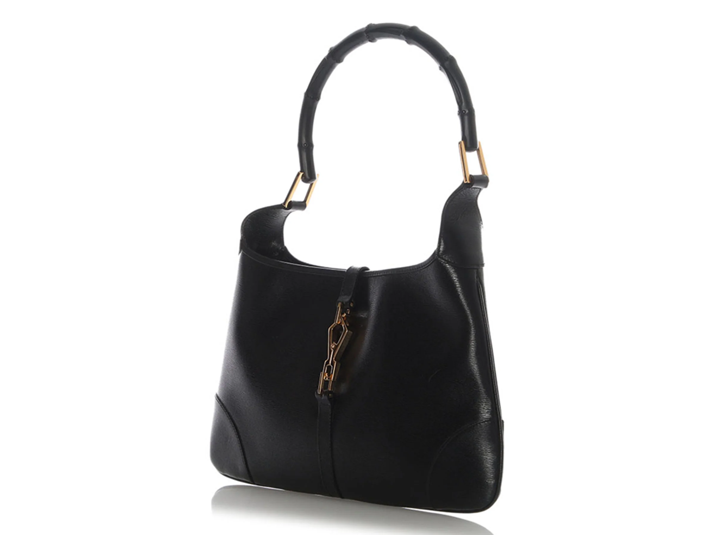 Gucci Vintage Black Leather Bamboo Handle Jackie Hobo - Image 3