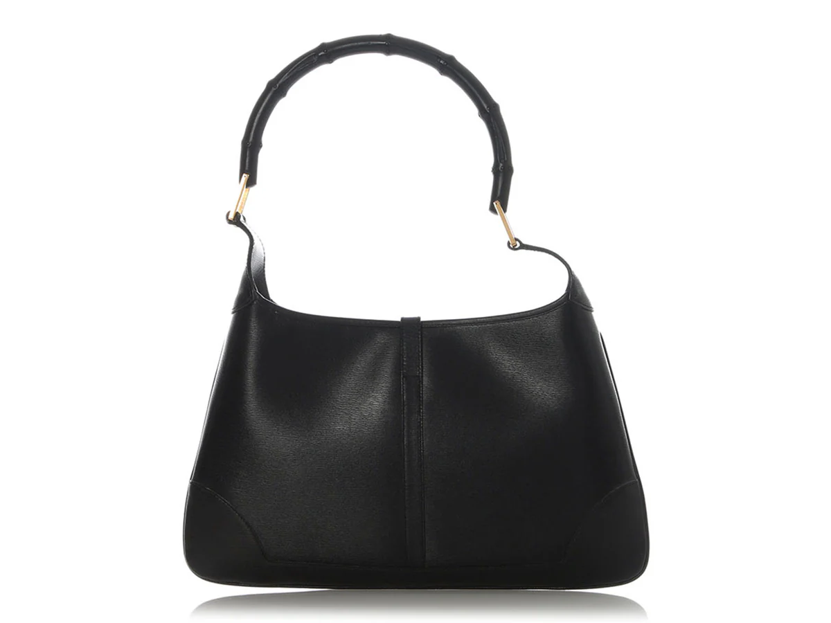 Gucci Vintage Black Leather Bamboo Handle Jackie Hobo - Image 4