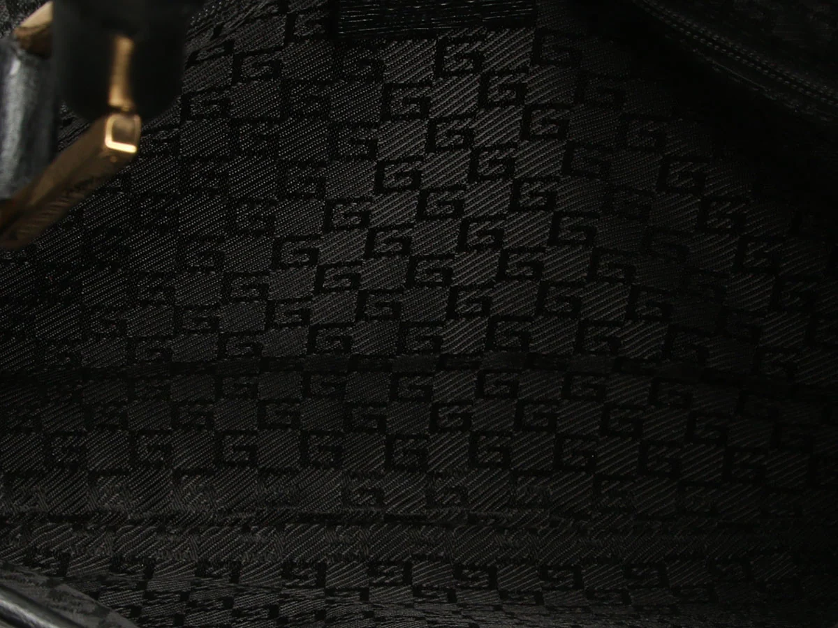 Gucci Vintage Black Leather Bamboo Handle Jackie Hobo - Image 8