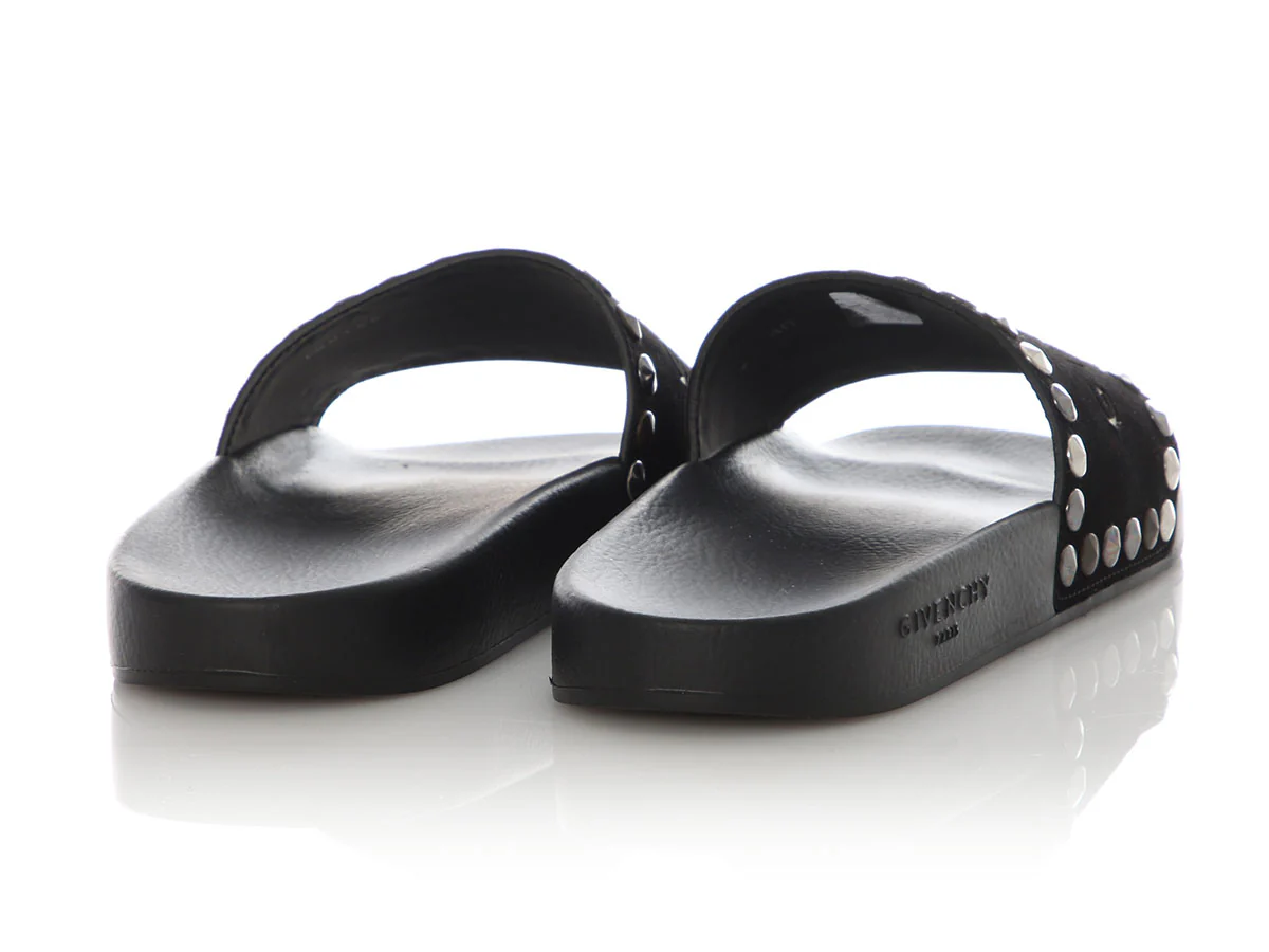 Givenchy Black Logo Studded Slides - Image 4