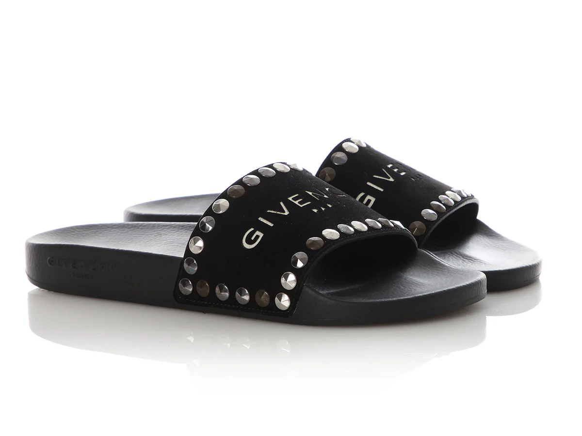 Givenchy Black Logo Studded Slides - Image 5