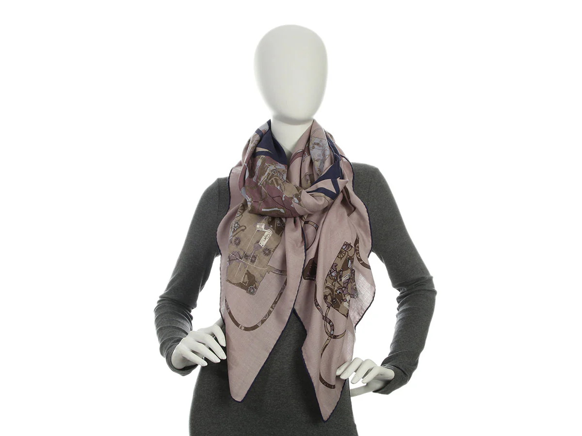 Hermès Kelly en Calèche Cashmere Silk Shawl 140cm - Image 5