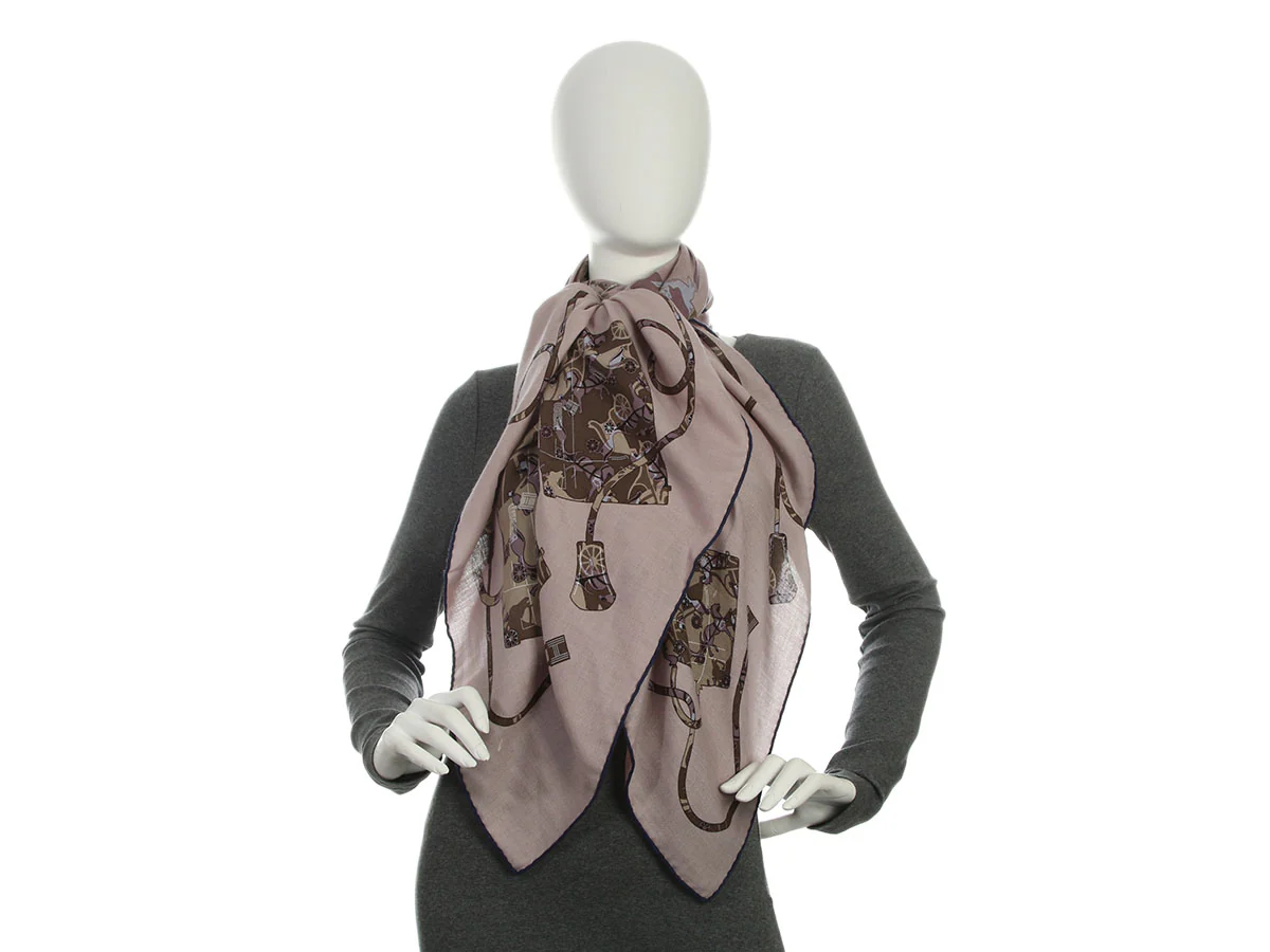 Hermès Kelly en Calèche Cashmere Silk Shawl 140cm - Image 6