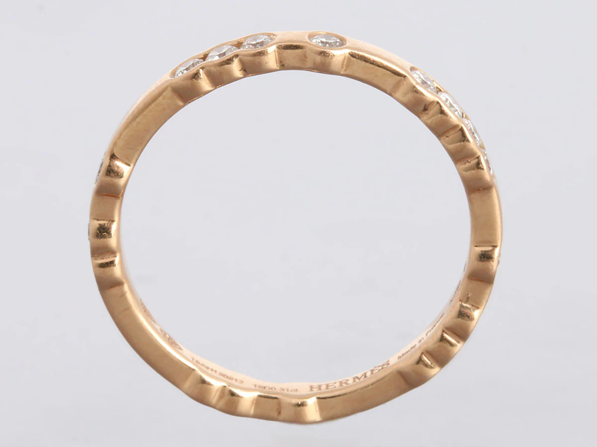 Hermès 18K Rose Gold Diamond Feston de Chaos Ring - Image 3