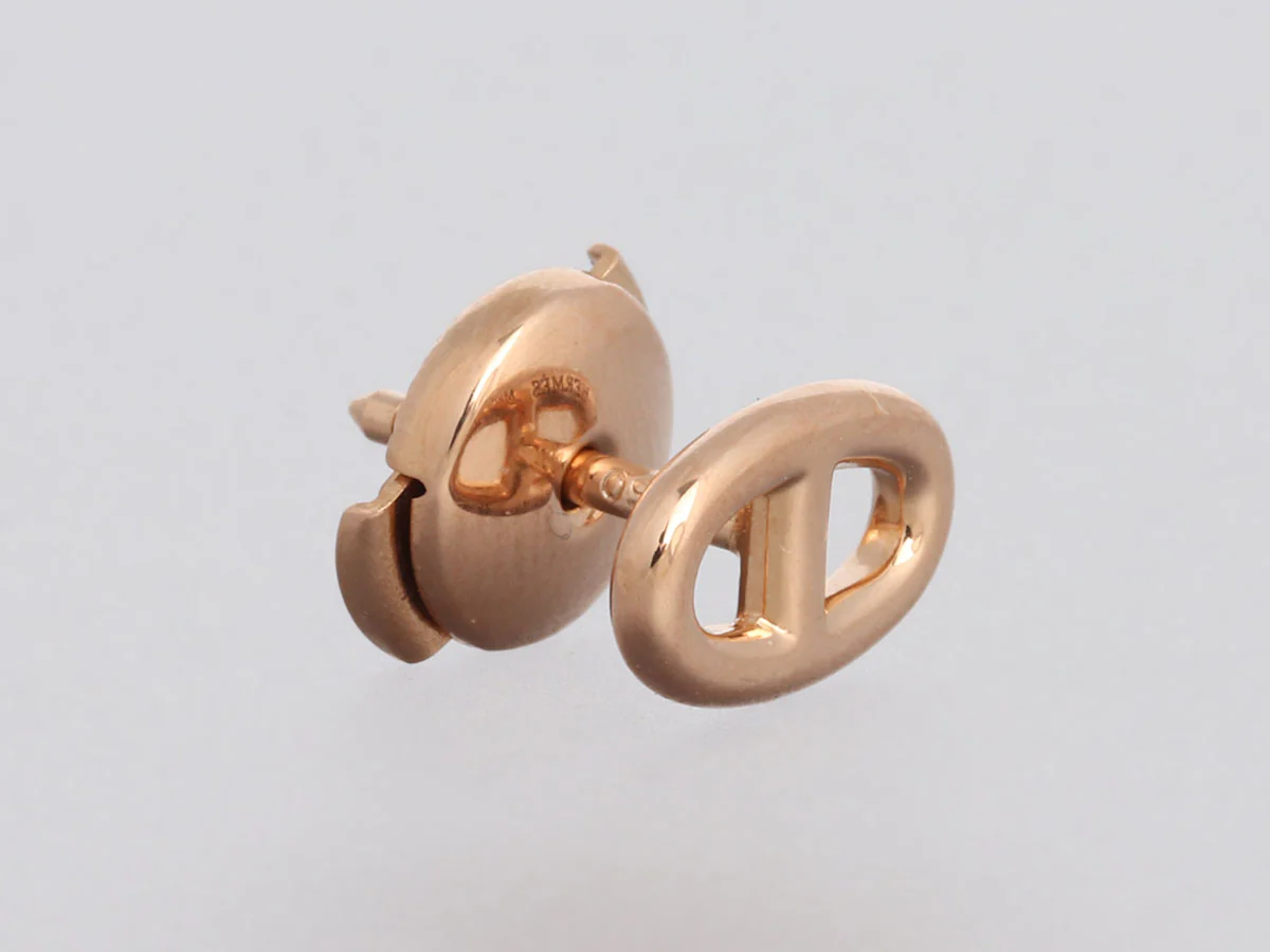 Hermès 18K Rose Gold Farandole Very Small Pierced Earrings - Image 3