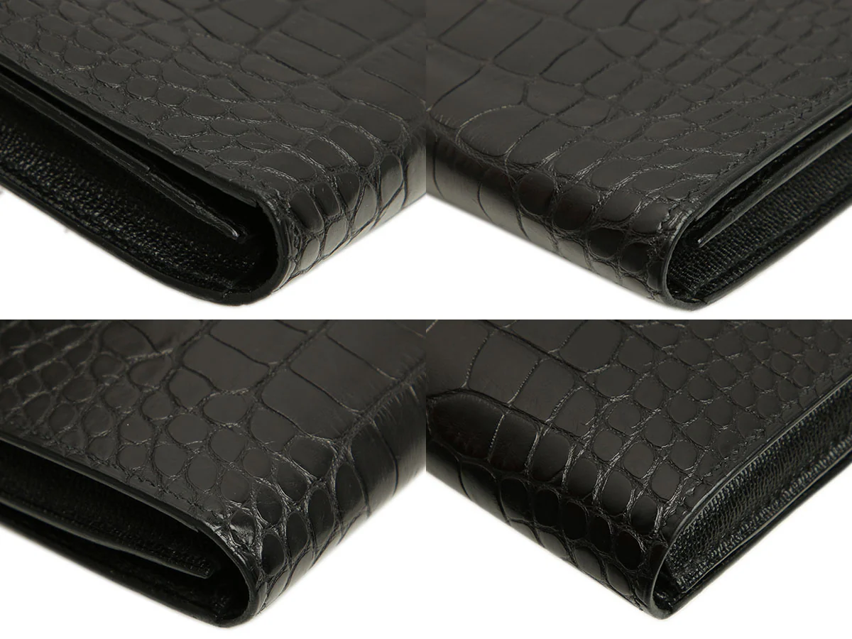 Hermès Black Matte Alligator Béarn Wallet - Image 10