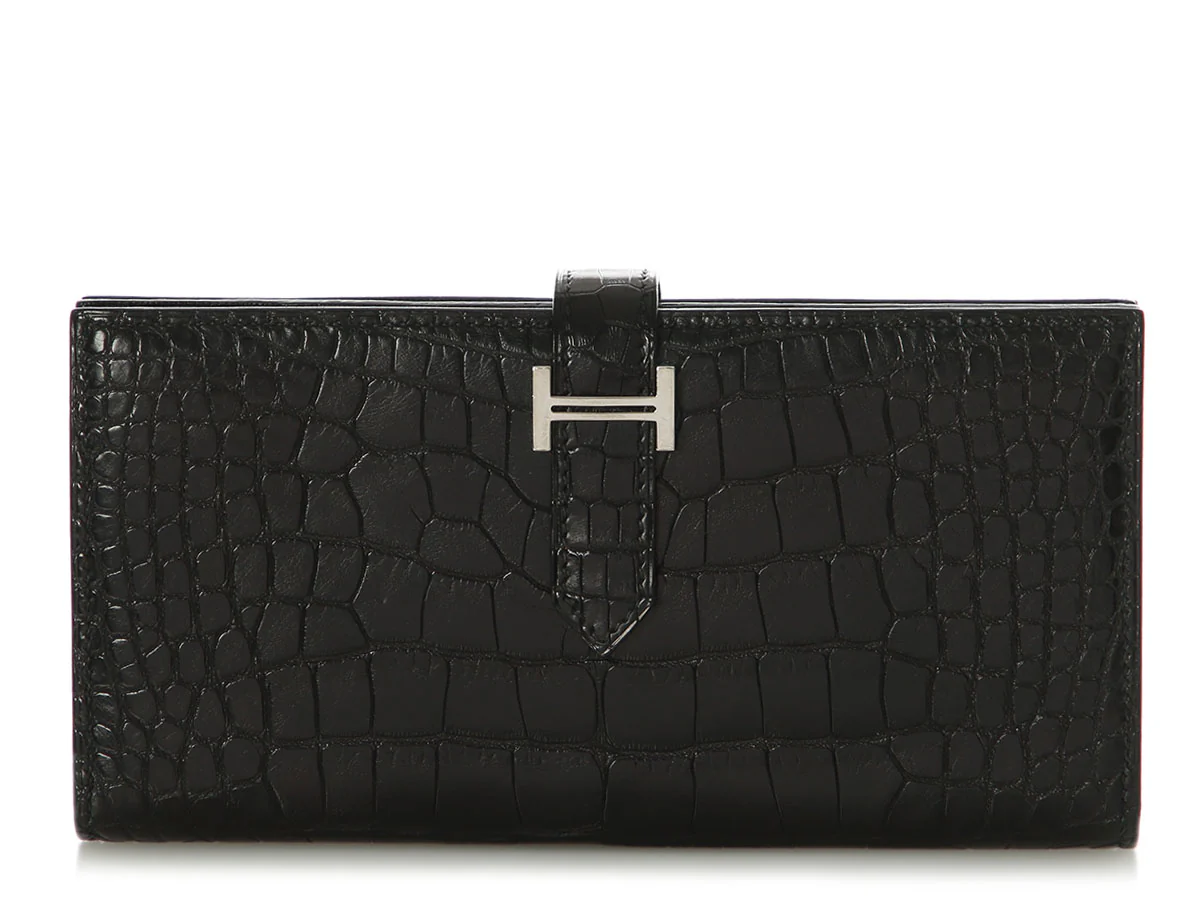 Hermès Black Matte Alligator Béarn Wallet - Image 2