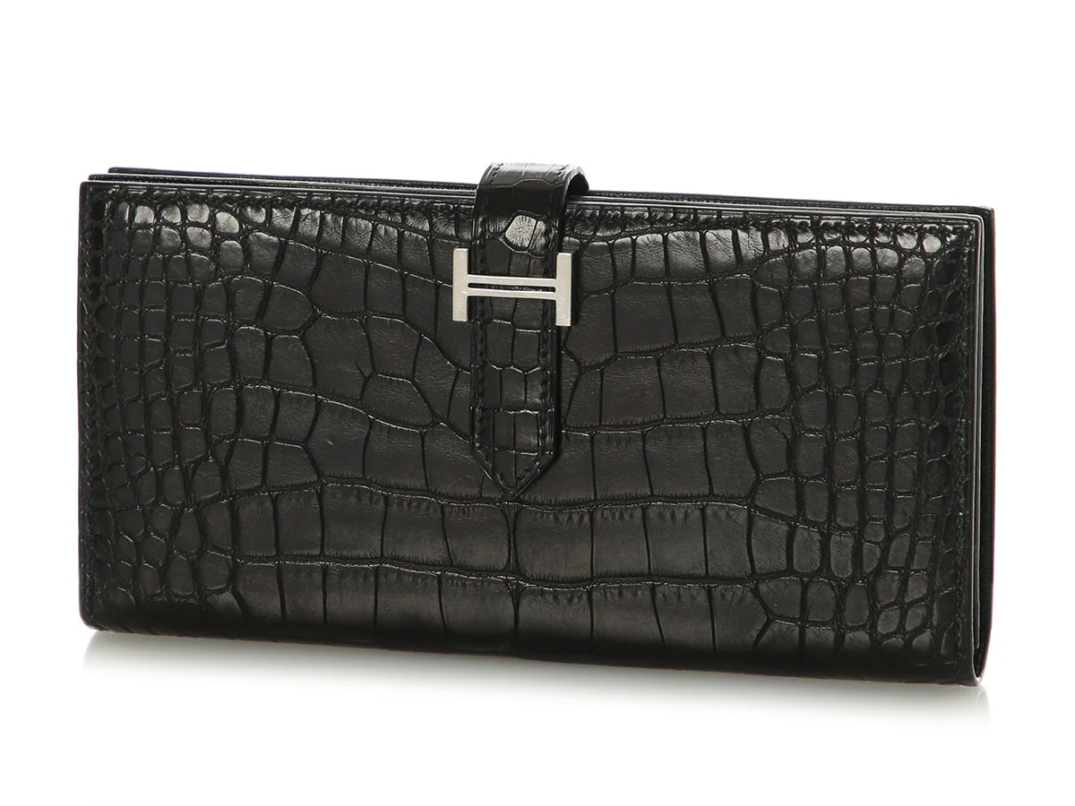 Hermès Black Matte Alligator Béarn Wallet - Image 3