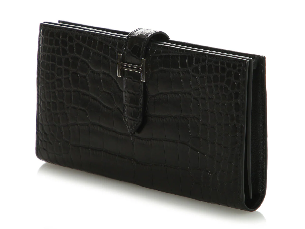 Hermès Black Matte Alligator Béarn Wallet - Image 4