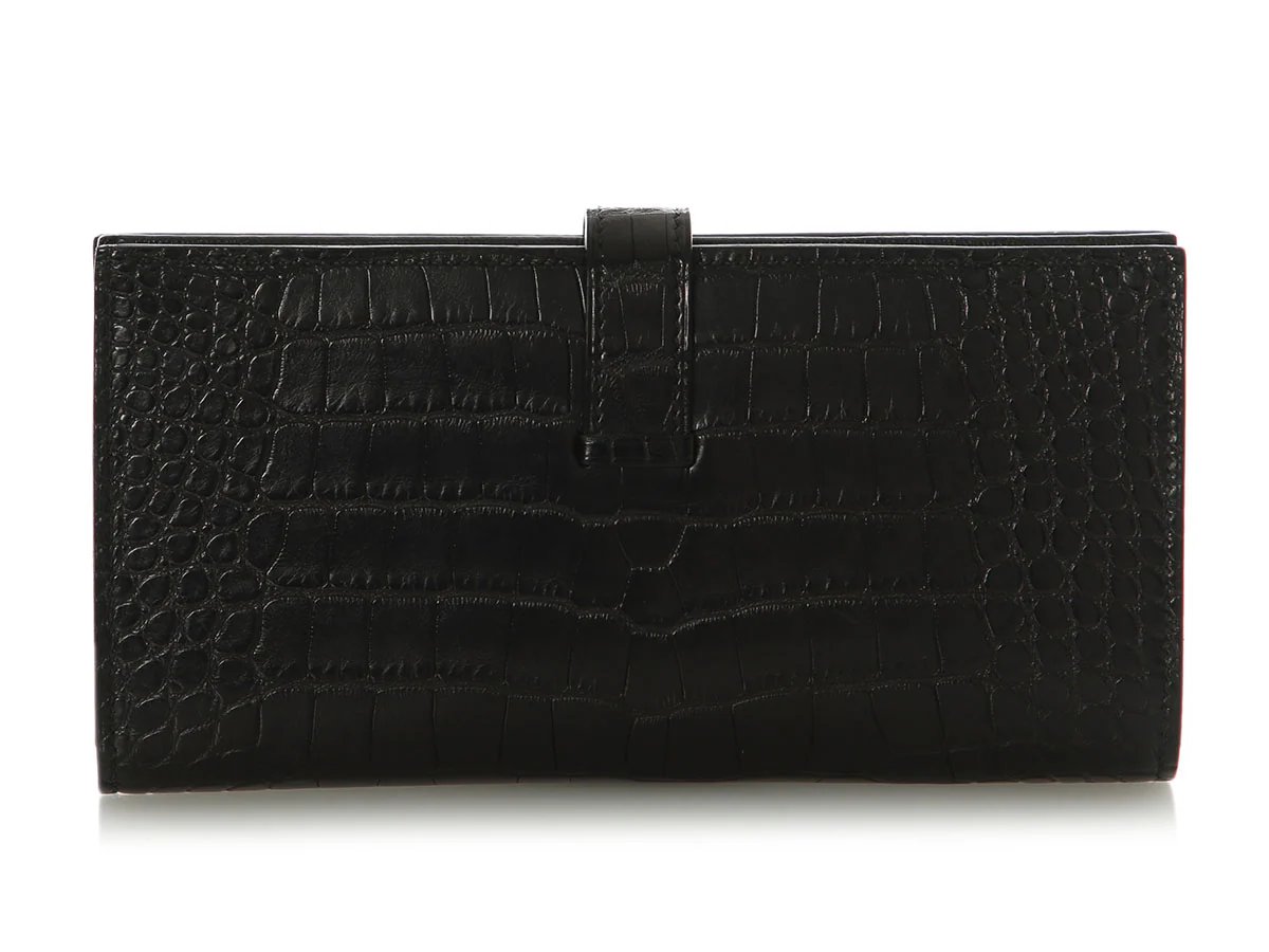 Hermès Black Matte Alligator Béarn Wallet - Image 5