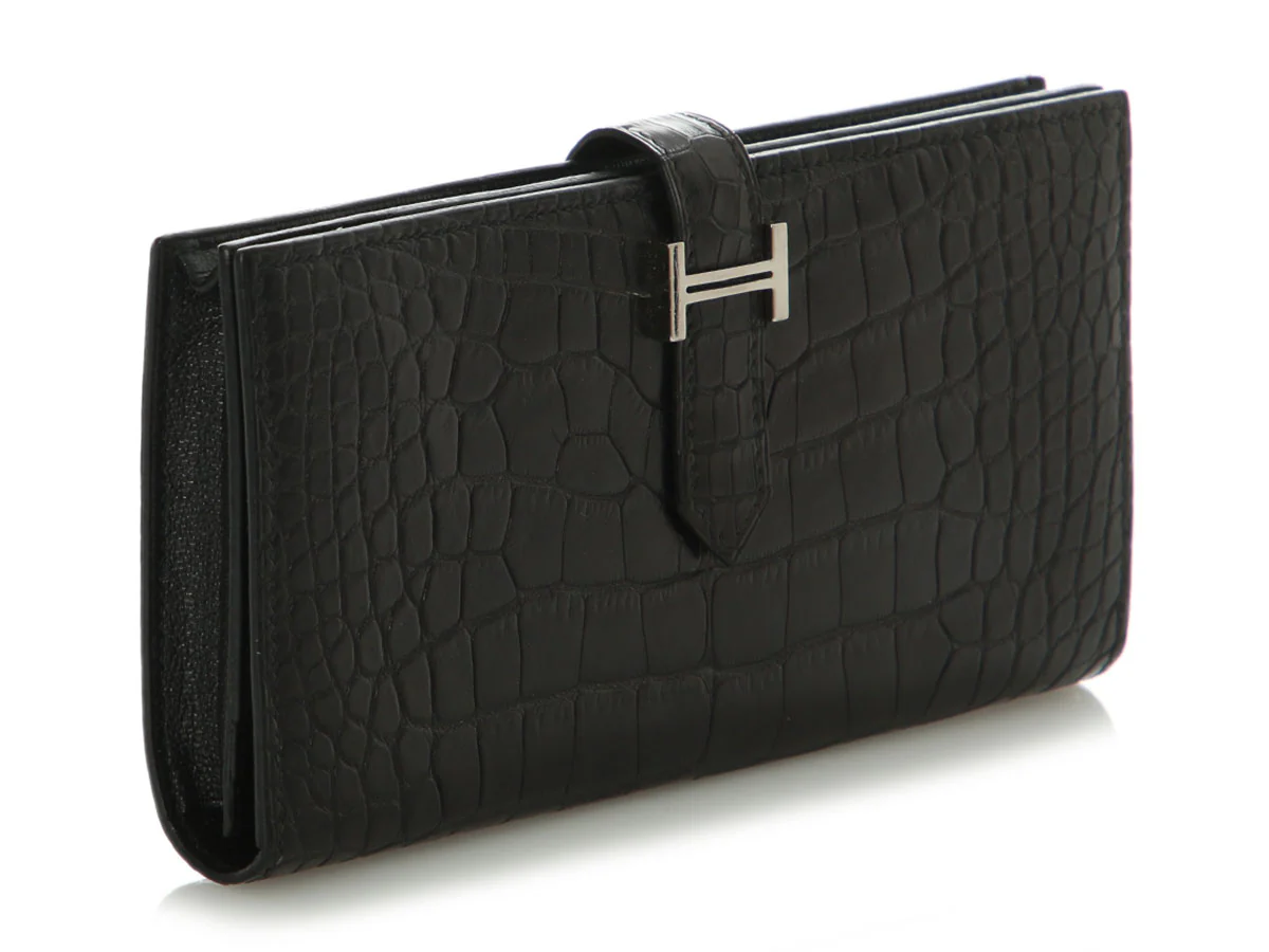 Hermès Black Matte Alligator Béarn Wallet - Image 6