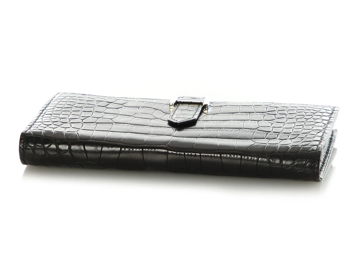 Hermès Black Matte Alligator Béarn Wallet - Image 7