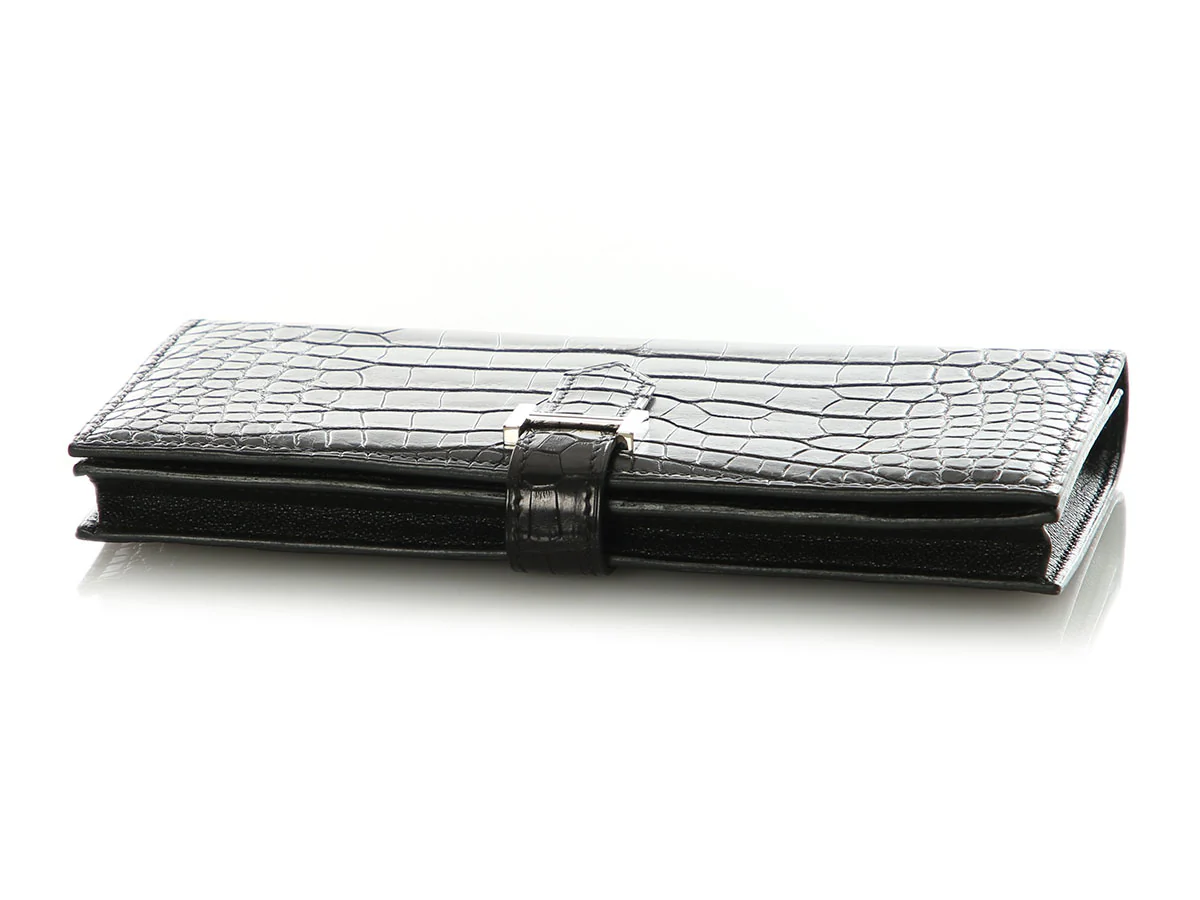 Hermès Black Matte Alligator Béarn Wallet - Image 8