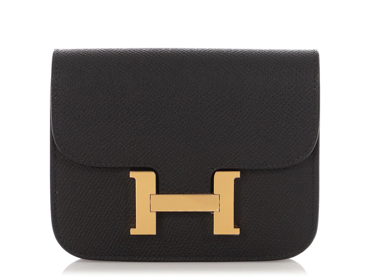 Hermès Black Epsom Constance Slim Wallet