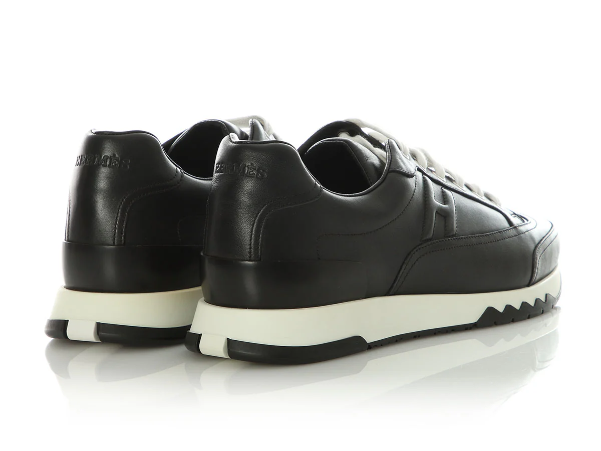 Hermès Black Leather Trail Sneakers - Image 4