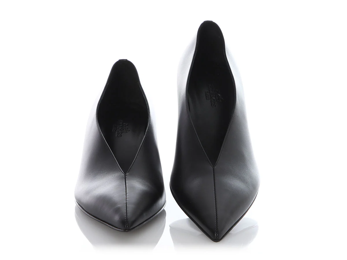 Hermès Black Pointed Toe Wedges