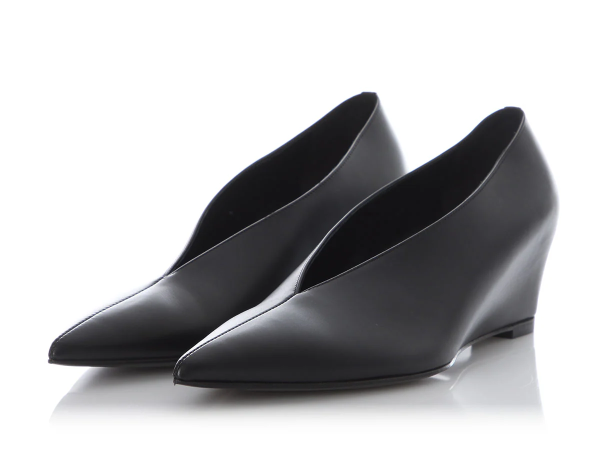 Hermès Black Pointed Toe Wedges - Image 3