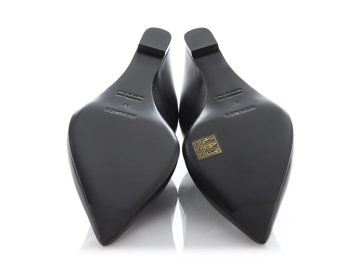 Hermès Black Pointed Toe Wedges - Image 4