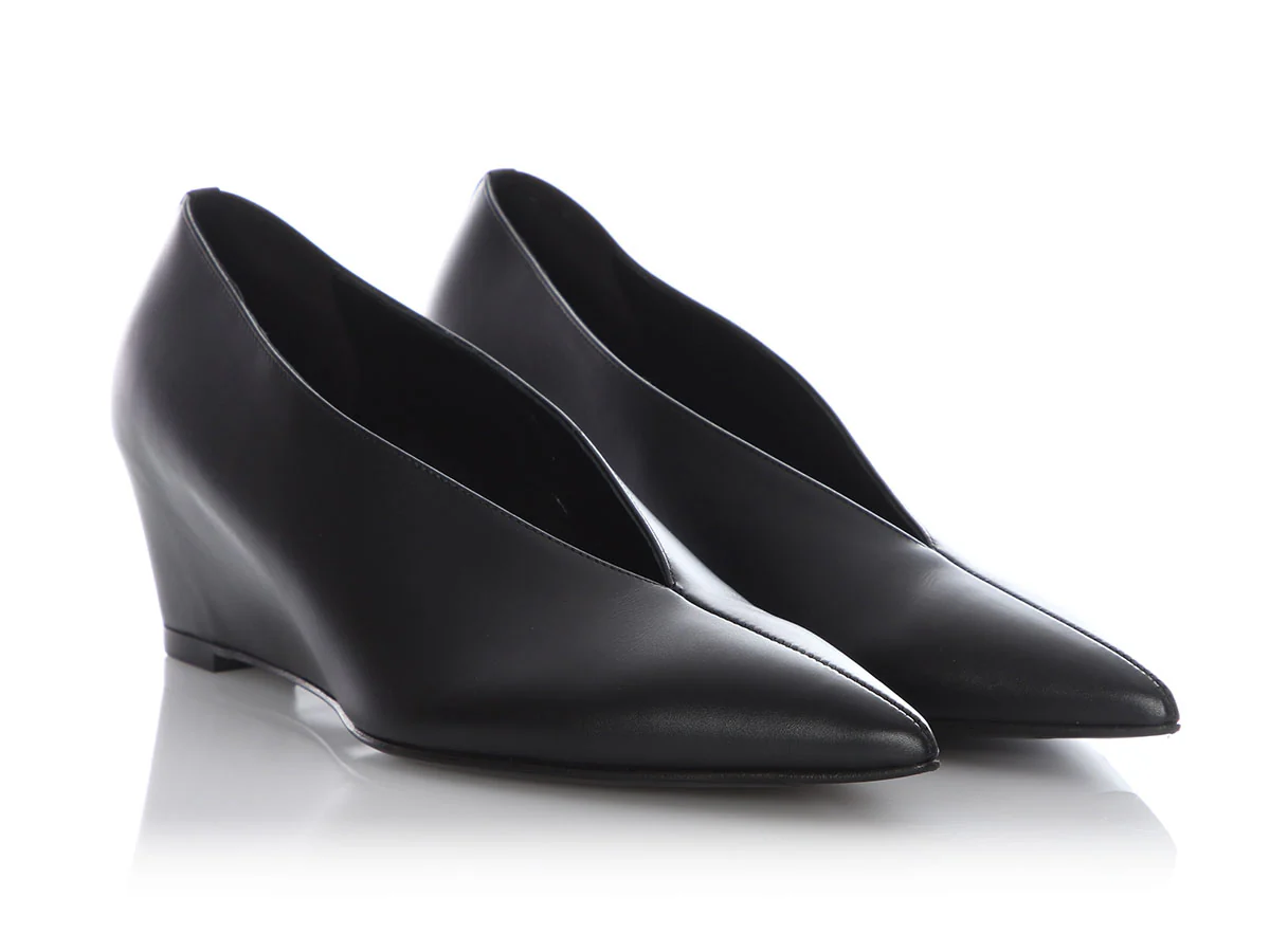 Hermès Black Pointed Toe Wedges - Image 5