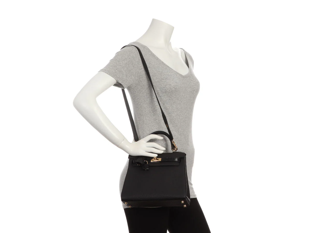 Hermès Black Togo and Lizard Kelly Touch 25 - Image 11