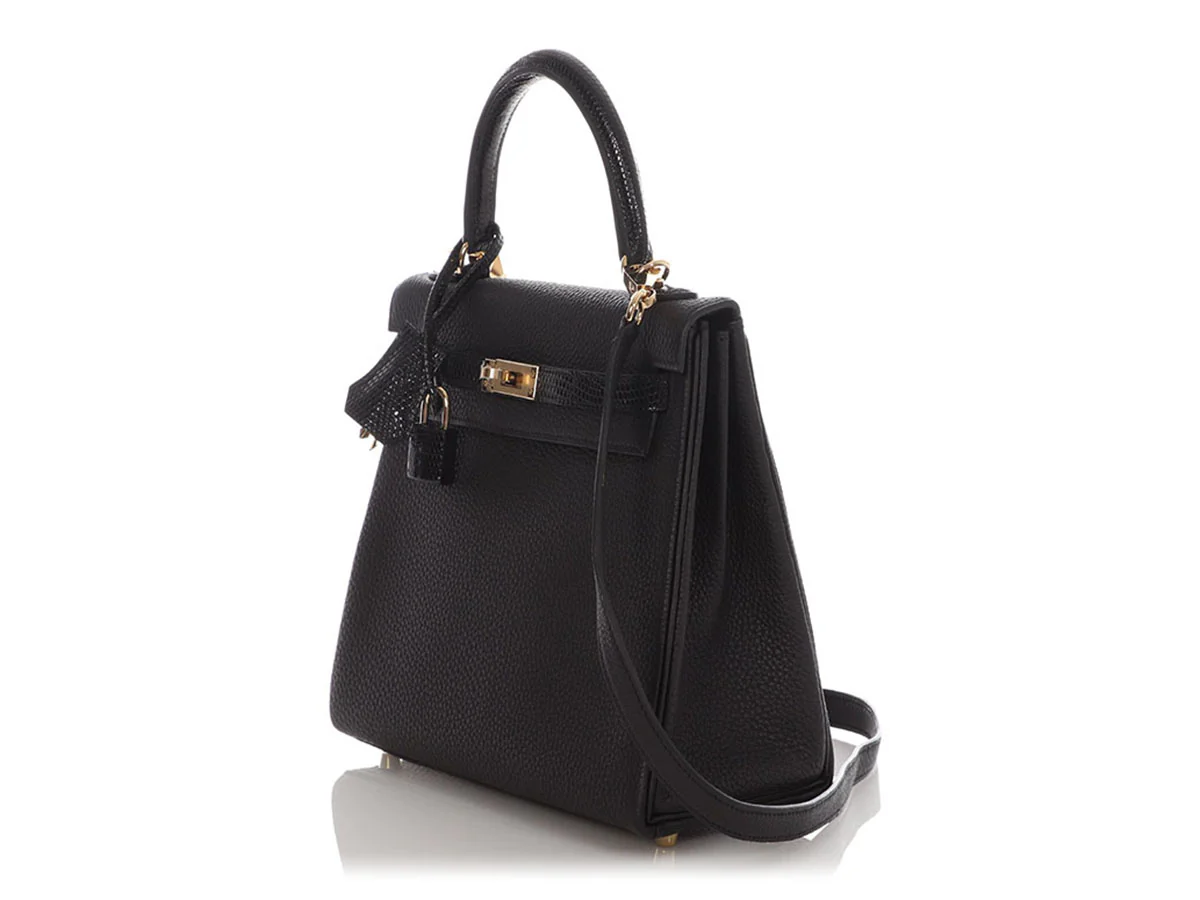 Hermès Black Togo and Lizard Kelly Touch 25 - Image 3