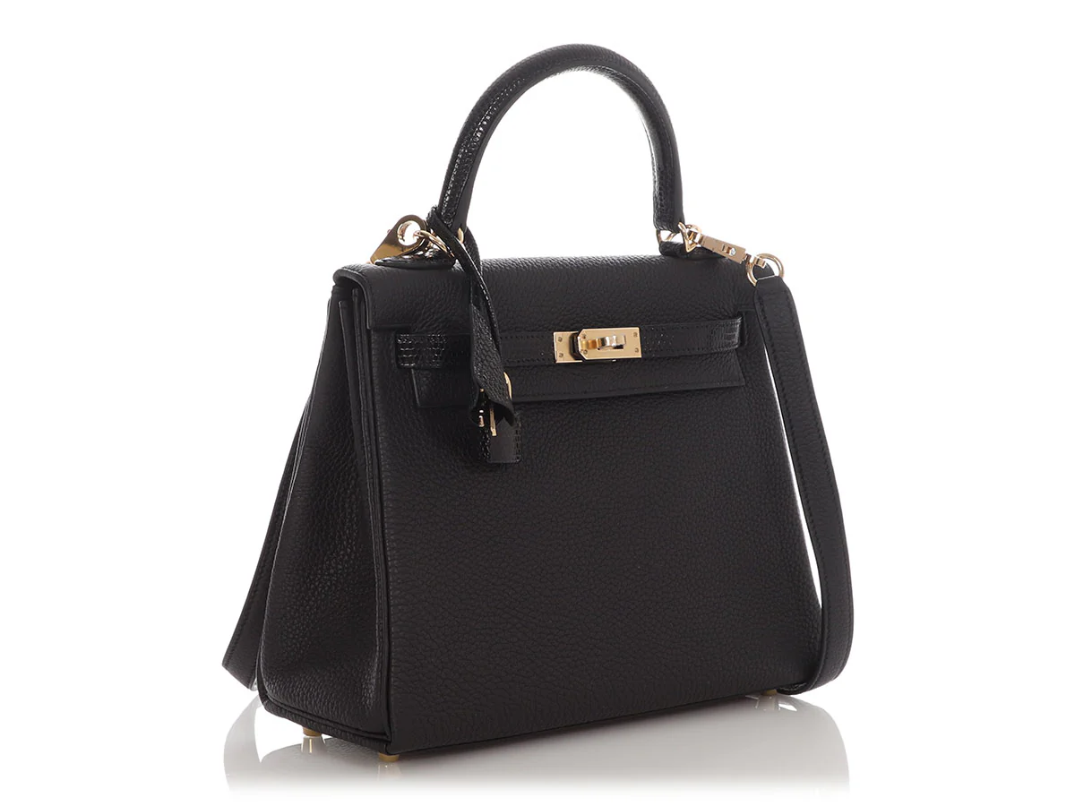 Hermès Black Togo and Lizard Kelly Touch 25 - Image 5