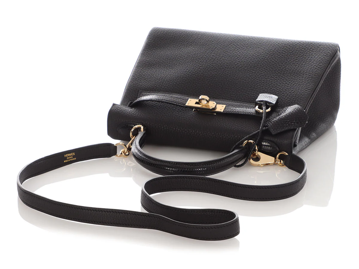 Hermès Black Togo and Lizard Kelly Touch 25 - Image 7