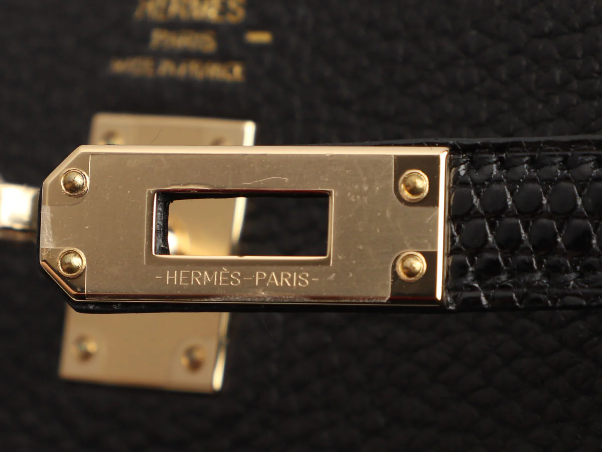 Hermès Black Togo and Lizard Kelly Touch 25 - Image 9
