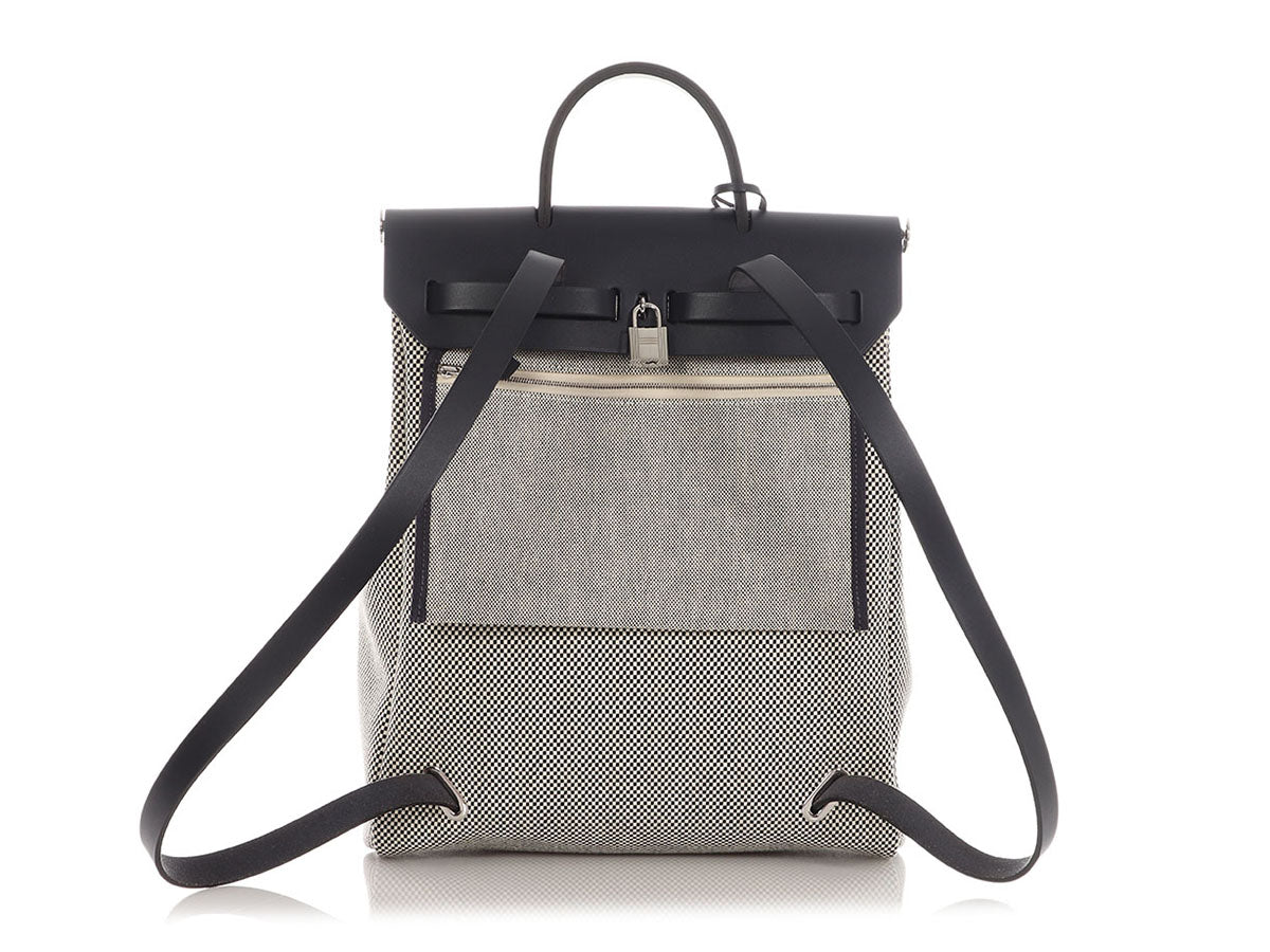 Hermès Navy Toile and Vache Hunter Herbag à Dos Zip Backpack GM - Image 5