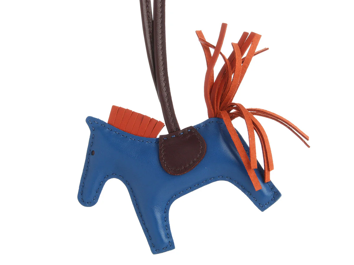 Hermès Bleu France Lambskin Rodeo Bag Charm PM