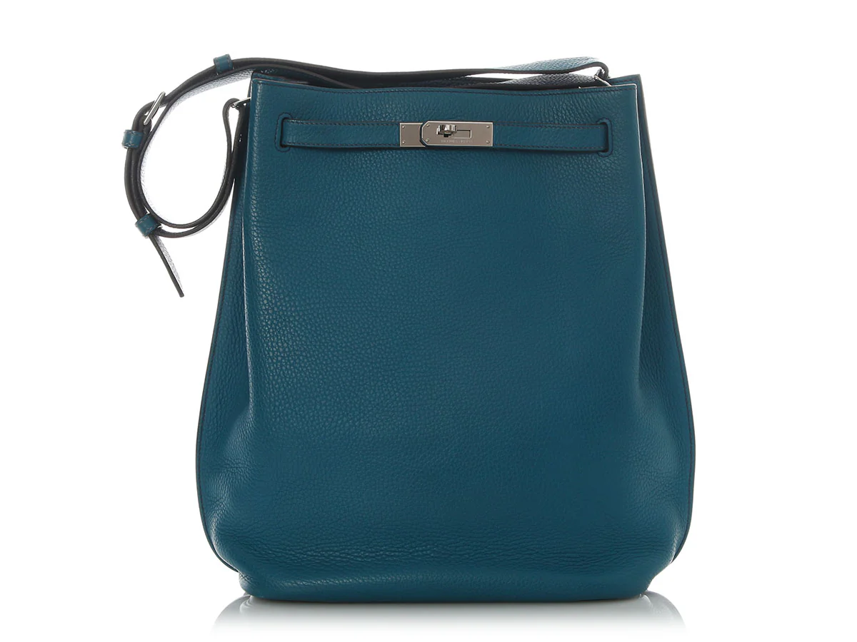 Hermès Bleu Izmir and Bleu Saphir Clémence Verso So Kelly 26