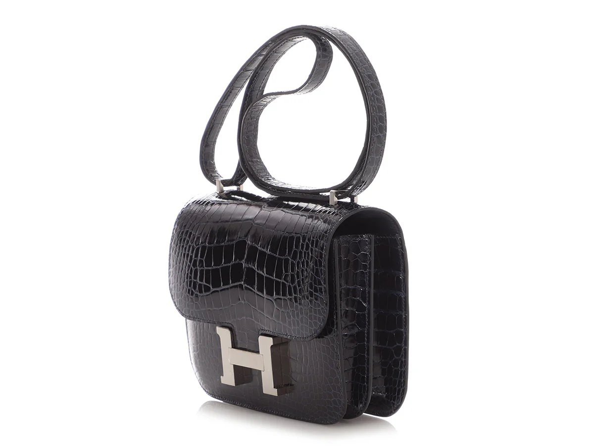 Hermès Bleu Marine Shiny Alligator Constance 18 - Image 3