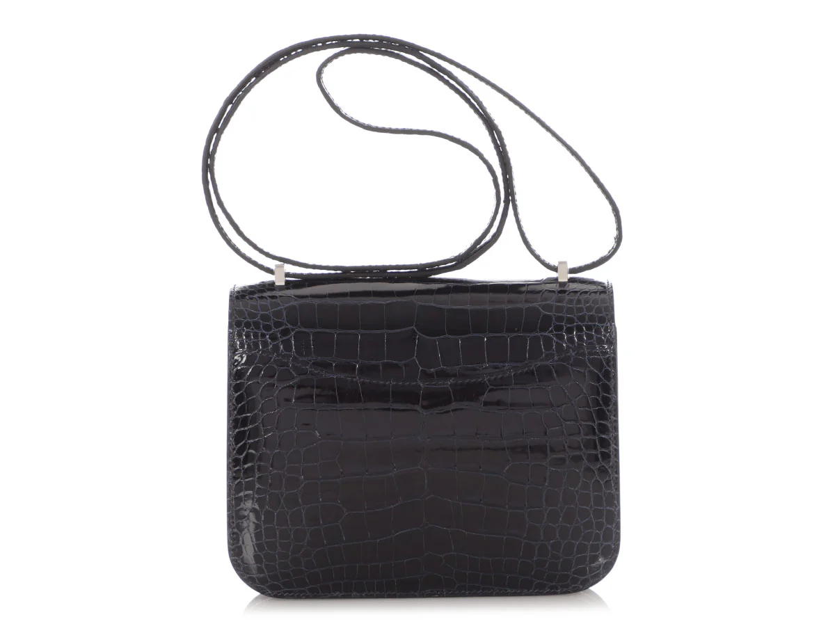 Hermès Bleu Marine Shiny Alligator Constance 18 - Image 4