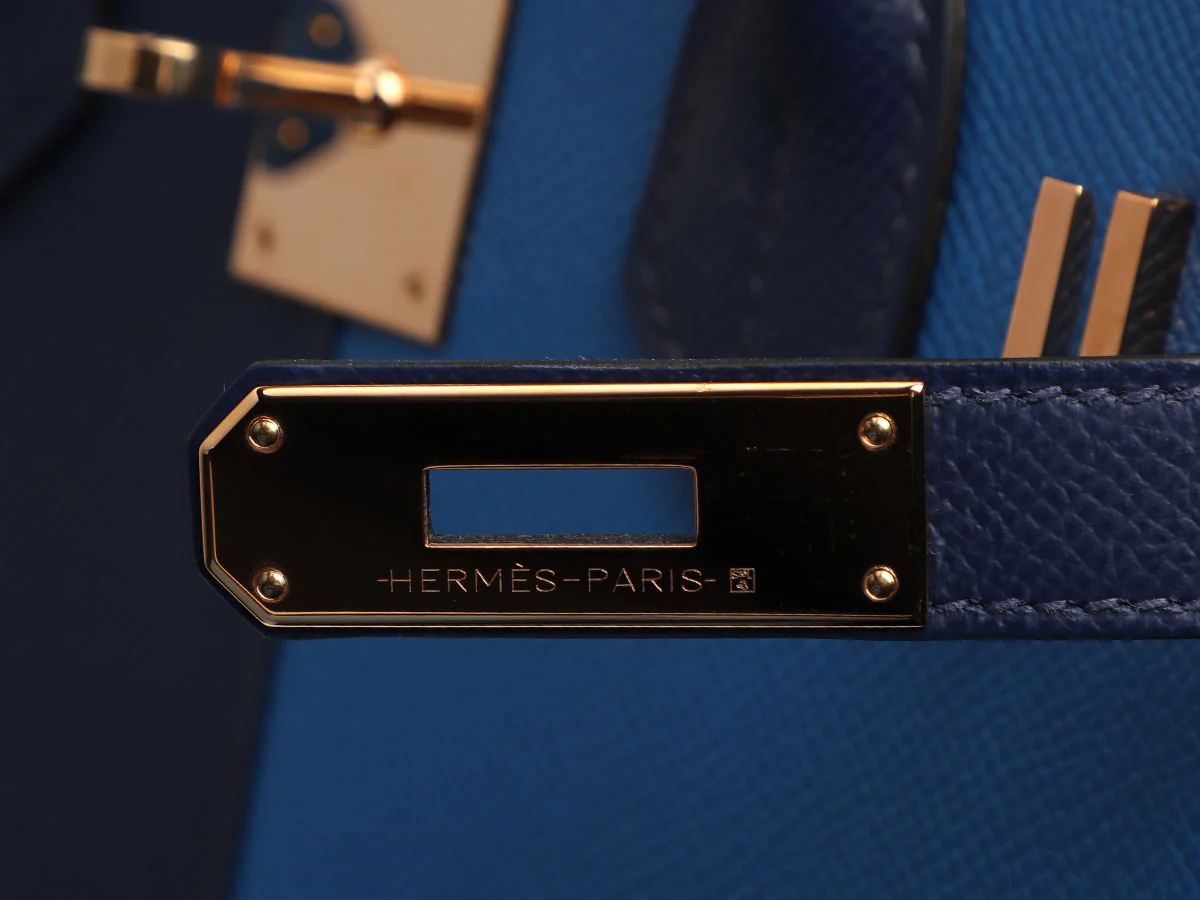 Hermès Bleu Zellige and Bleu Saphir Epsom Casaque Birkin Sellier 30 - Image 10
