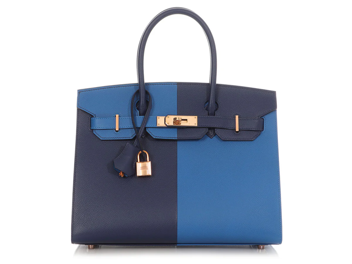 Hermès Bleu Zellige and Bleu Saphir Epsom Casaque Birkin Sellier 30 - Image 2