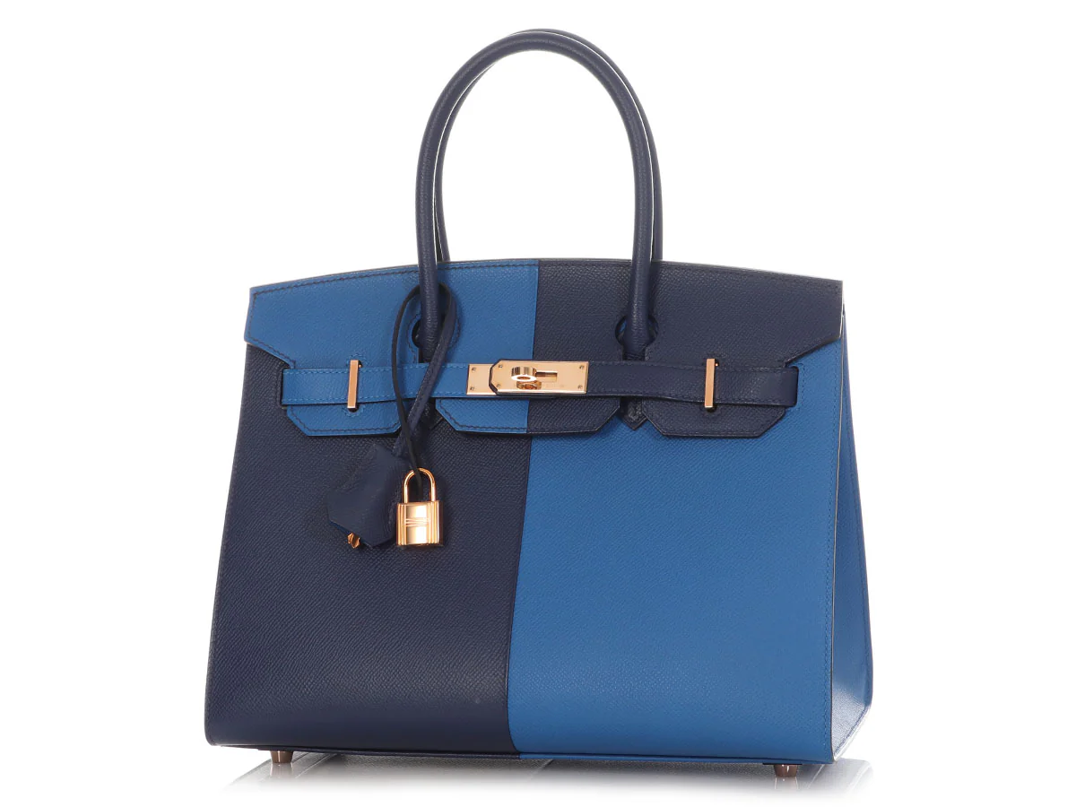 Hermès Bleu Zellige and Bleu Saphir Epsom Casaque Birkin Sellier 30 - Image 3