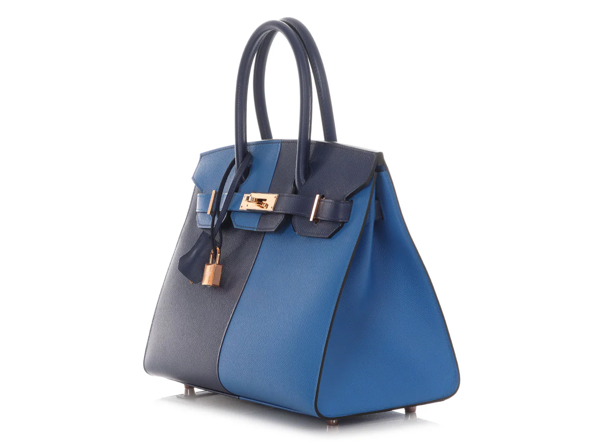 Hermès Bleu Zellige and Bleu Saphir Epsom Casaque Birkin Sellier 30 - Image 4