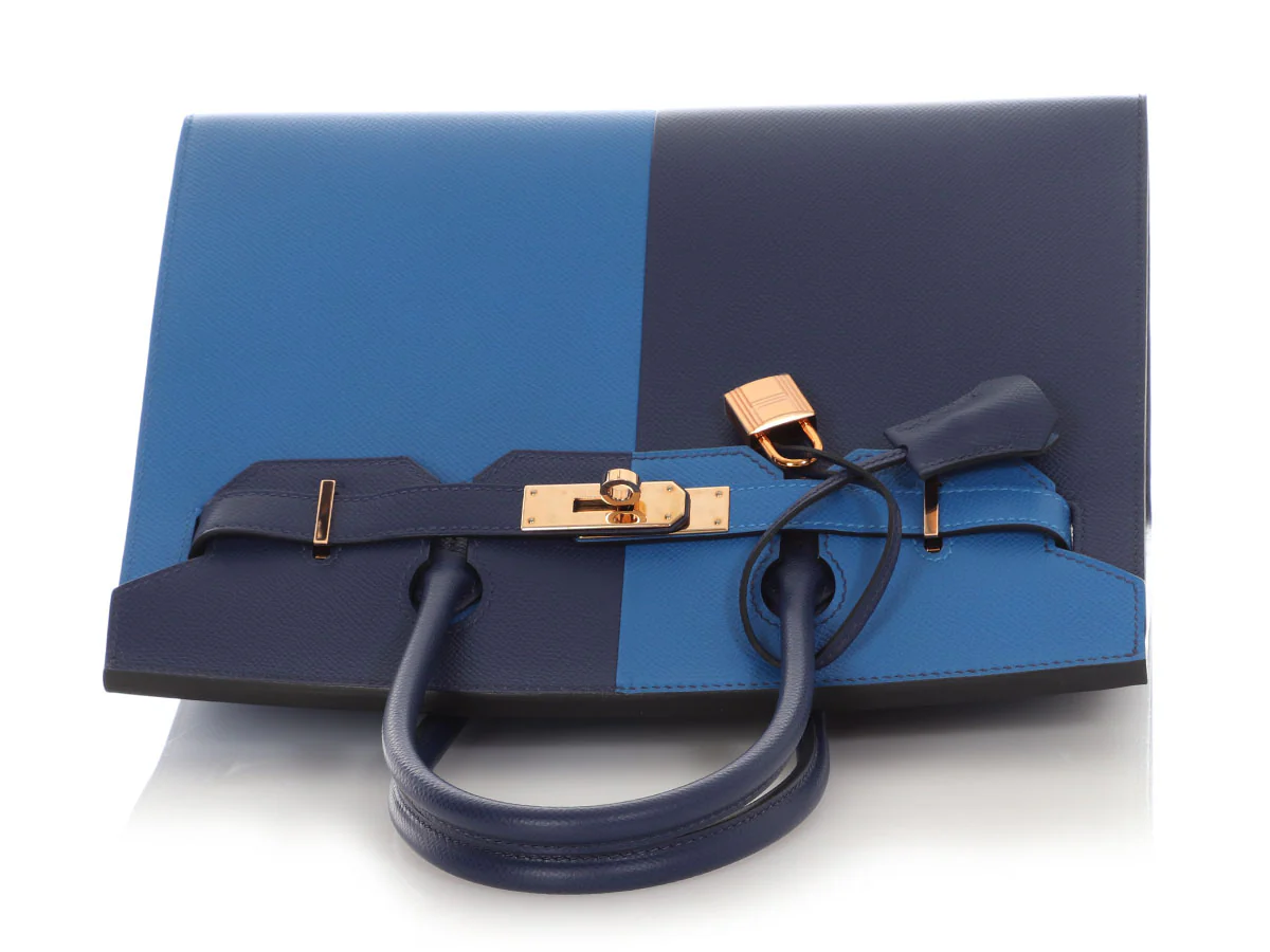 Hermès Bleu Zellige and Bleu Saphir Epsom Casaque Birkin Sellier 30 - Image 8