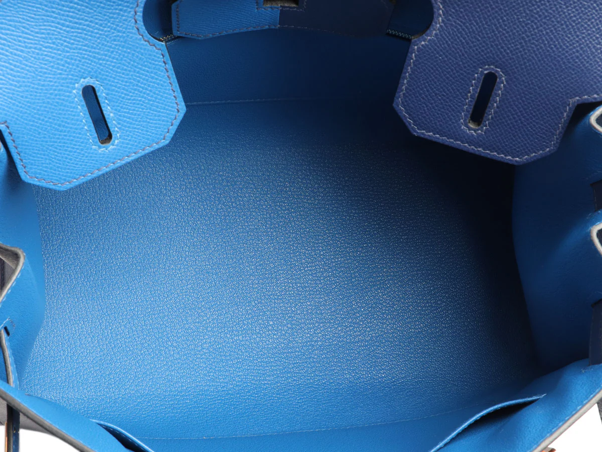 Hermès Bleu Zellige and Bleu Saphir Epsom Casaque Birkin Sellier 30 - Image 9