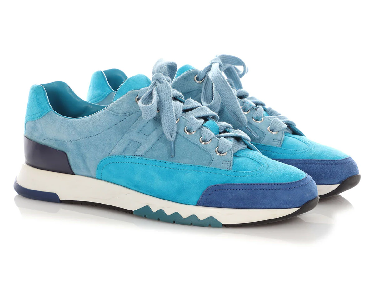 Hermès Blue Suede Trail Sneakers - Image 6