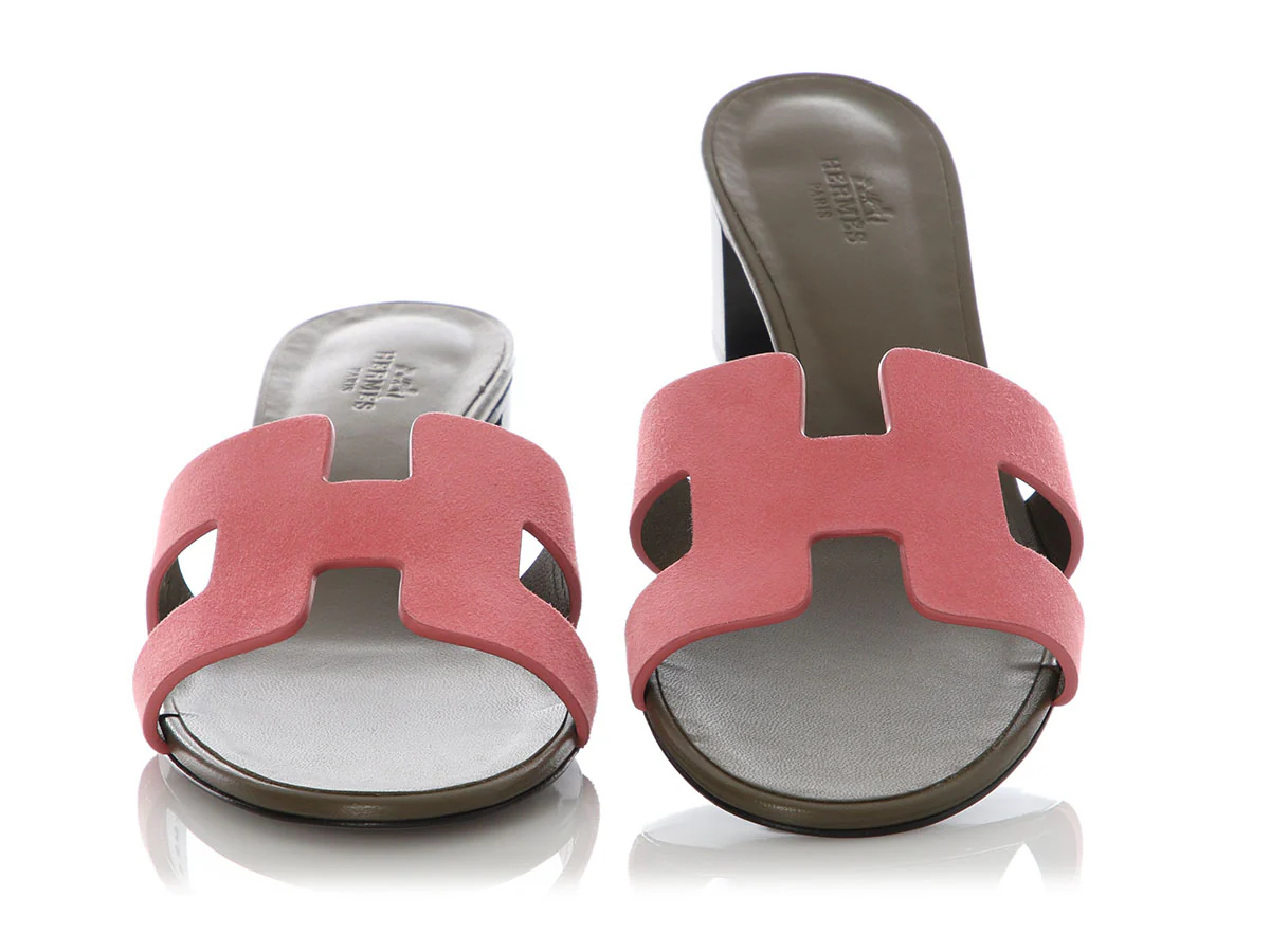 Hermes Brown and Pink Oasis Sandals - Image 2