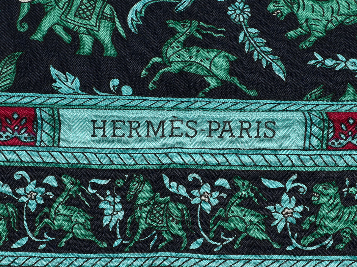 Hermès Chasse en Inde Cashmere Silk Shawl 140cm - Image 2