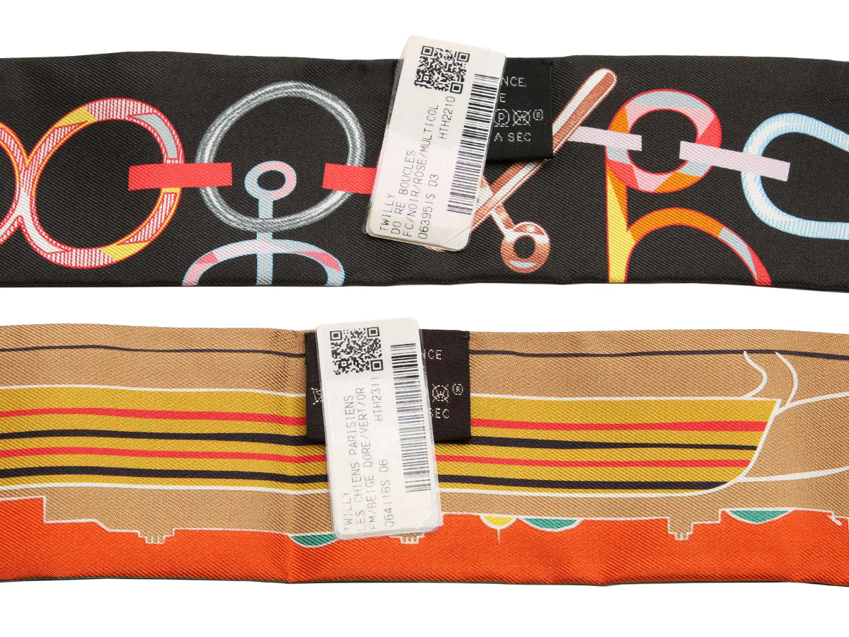 Hermès Do Re Boucles and Les Chiens Parisiens Silk Twilly Pair - Image 3