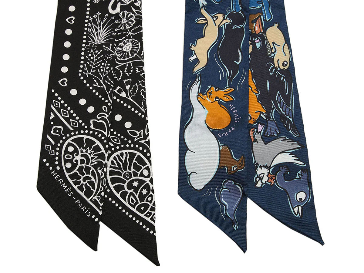 Hermès Entre Ciel et Mer Bandana and Mille et Un Lapins Silk Twilly Pair - Image 2