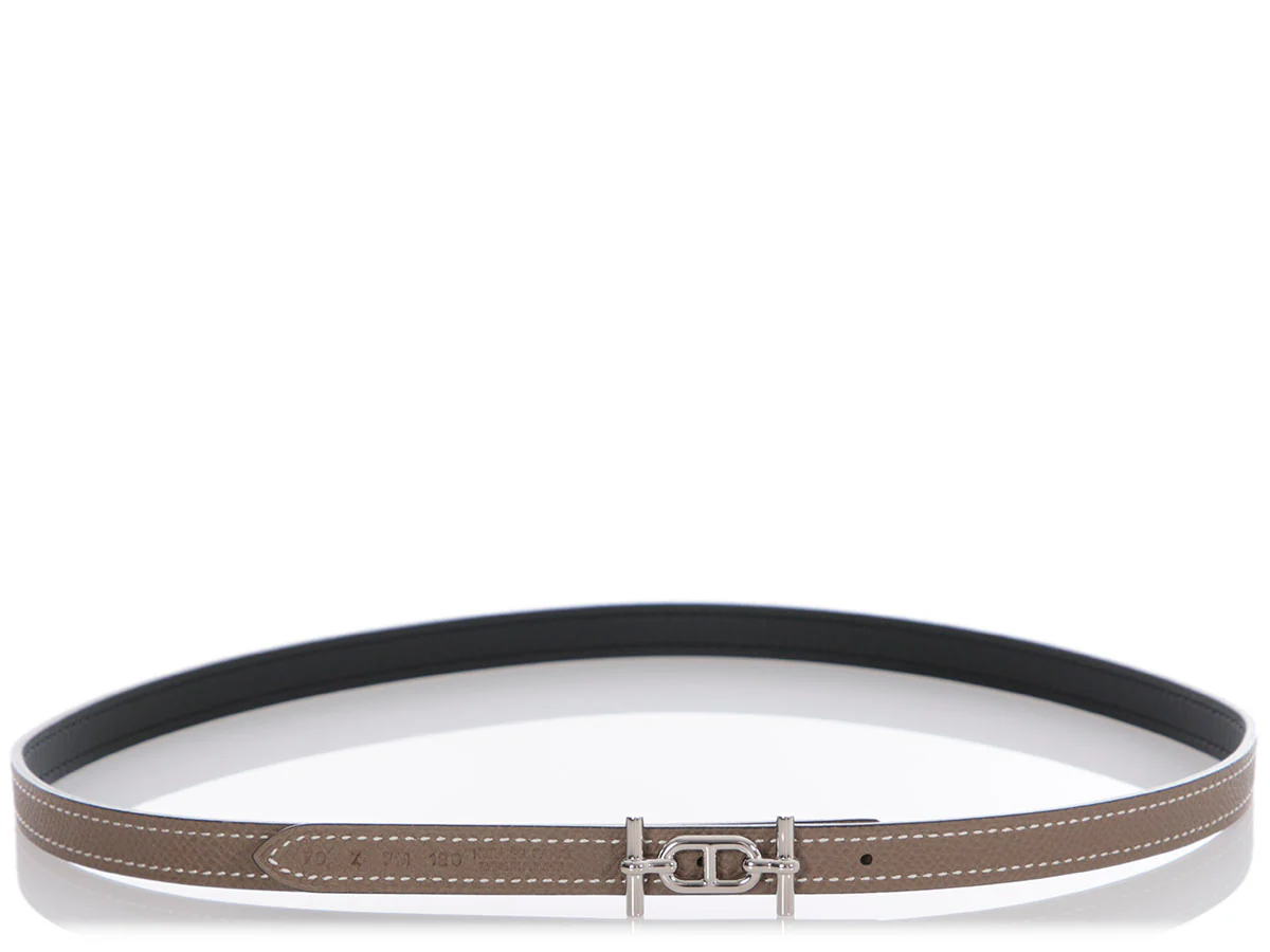 Hermès Etoupe and Noir Ancre Reversible Belt Kit