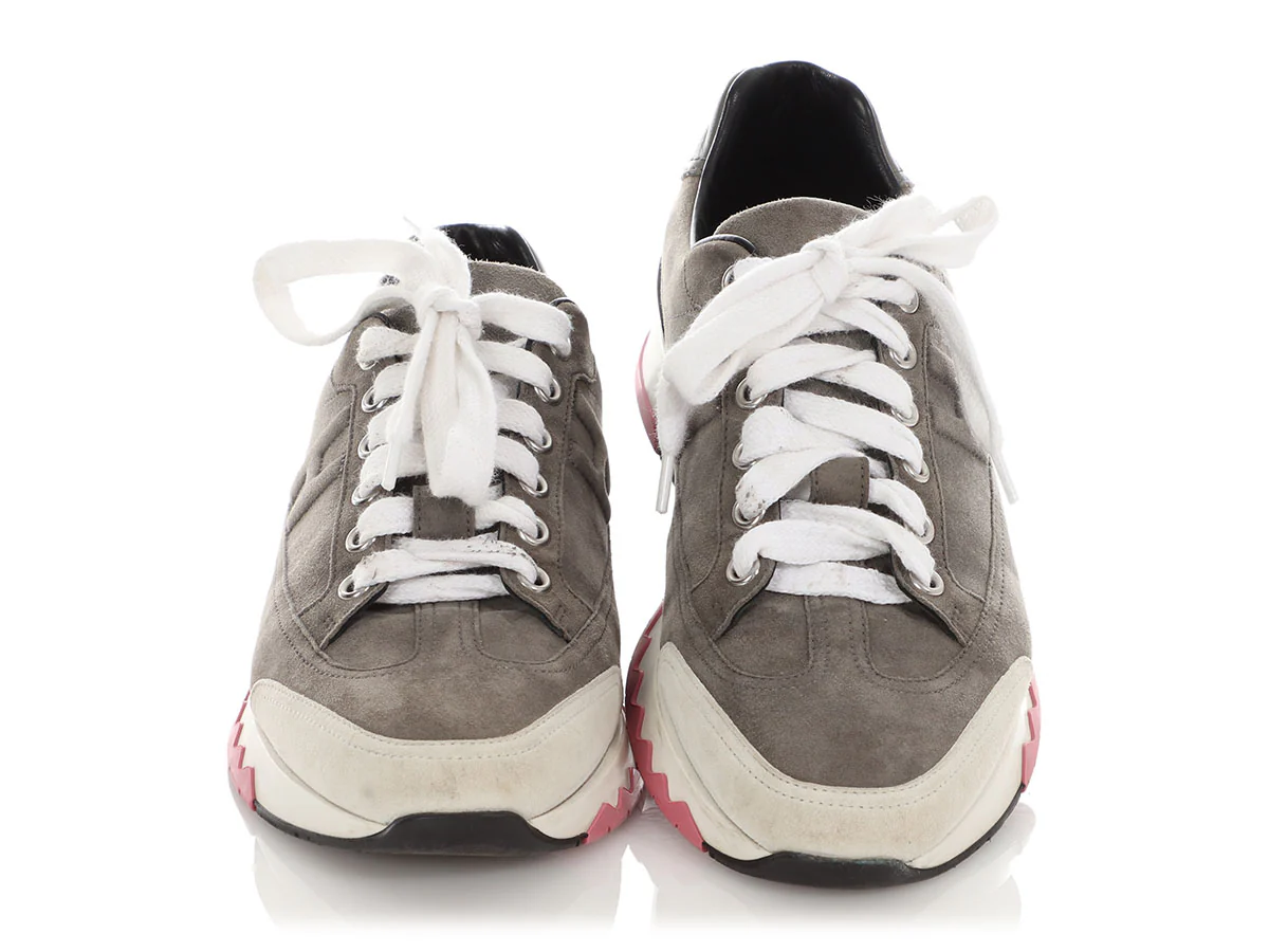 Hermès Gray Suede Trail Sneakers - Image 2